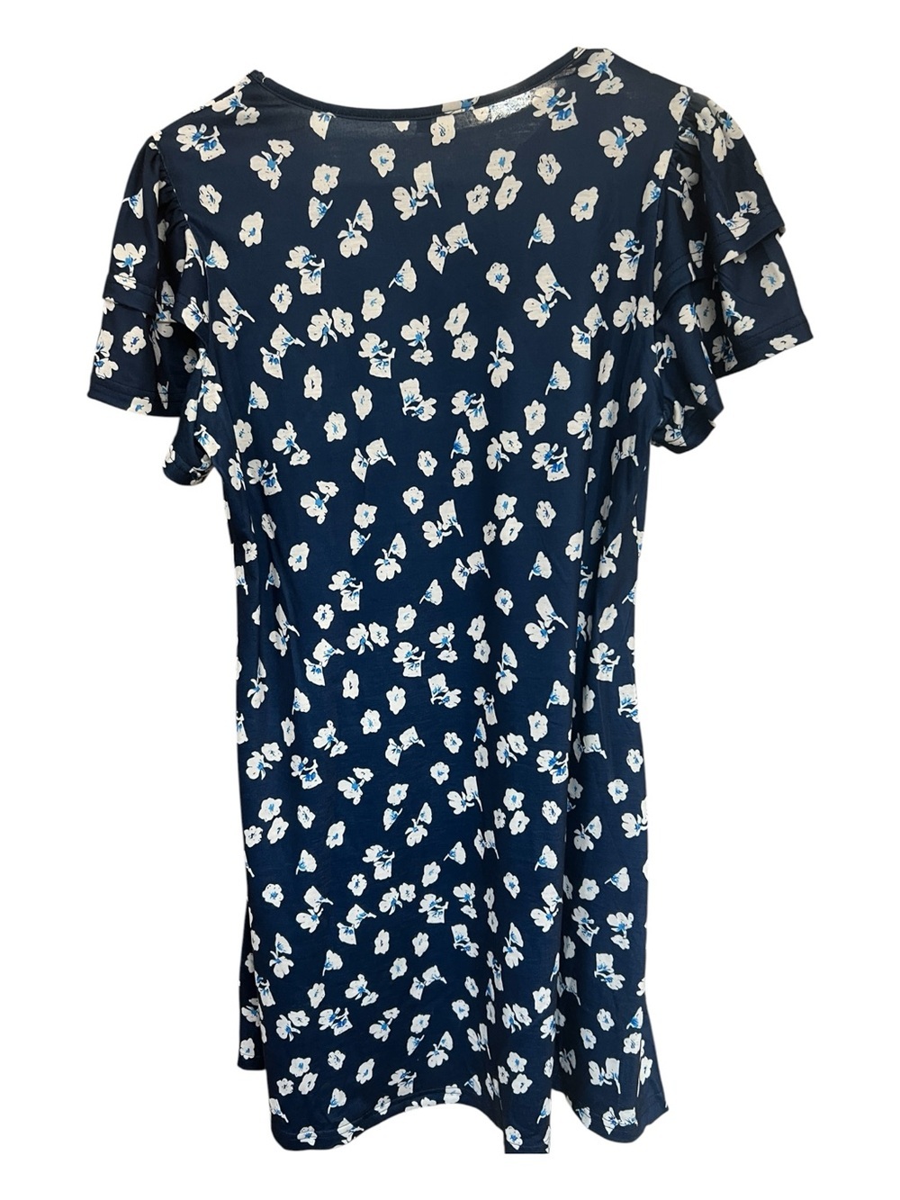 Navy Floral Ruffle Sleeve Dress - Picture 4 of 4